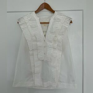 Anthropologie Maeve White Pleated Blouse NWT